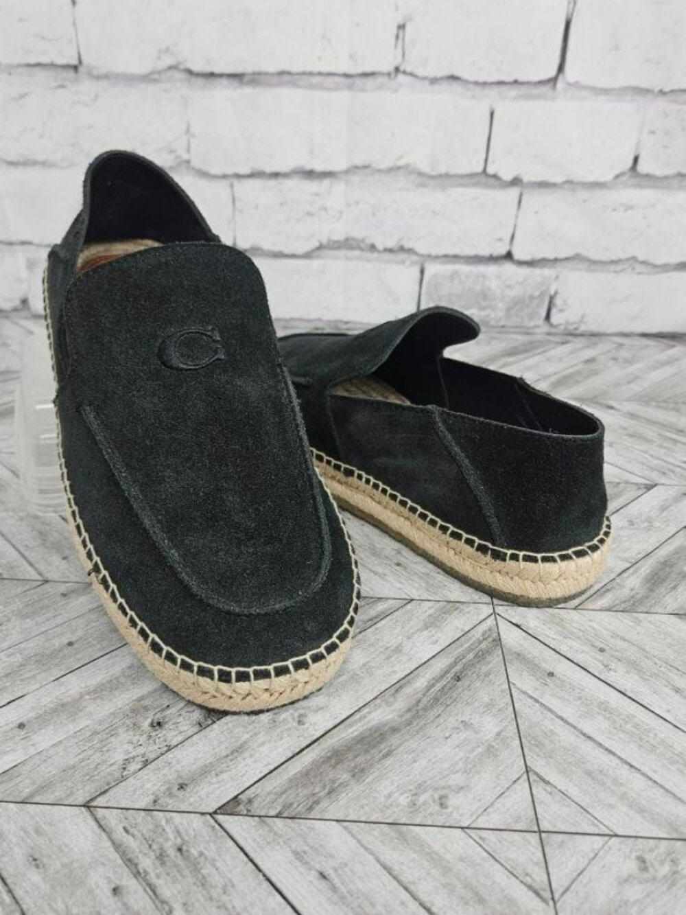 Coach Black Suede Espadrille Slip-On Loafers Shoes Mens 7D Comfort Casual Preppy